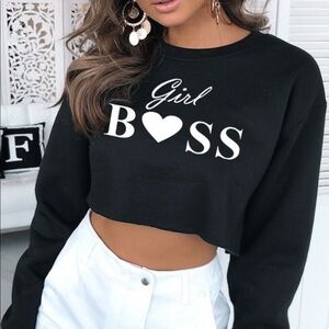 NEW Girl Boss Crop Sweatshirt S-5X Top Graphic